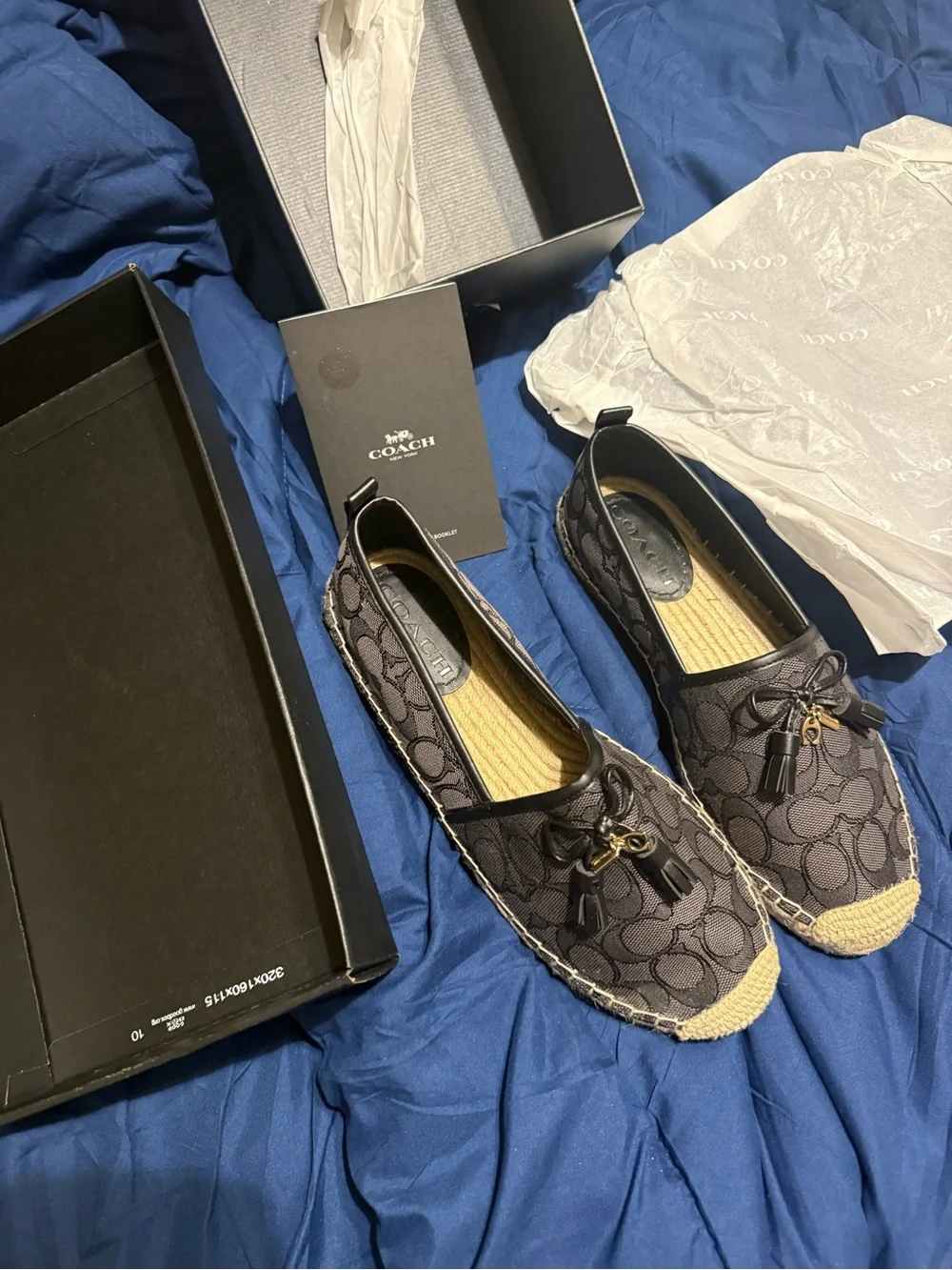 Coach Carson Espadrilles in Black with Jute Trim used 3 times